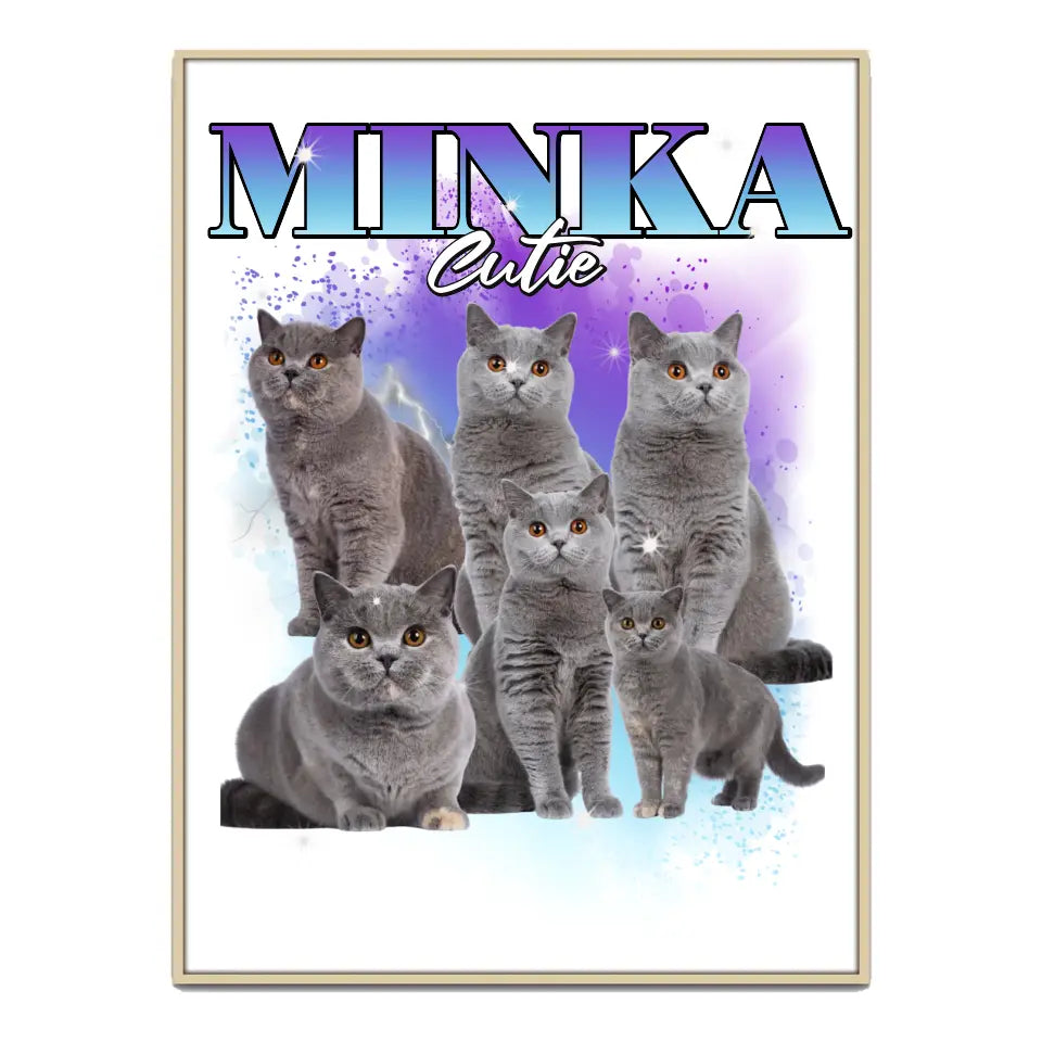 90er Vintage Katzen Foto - Individuelles Poster