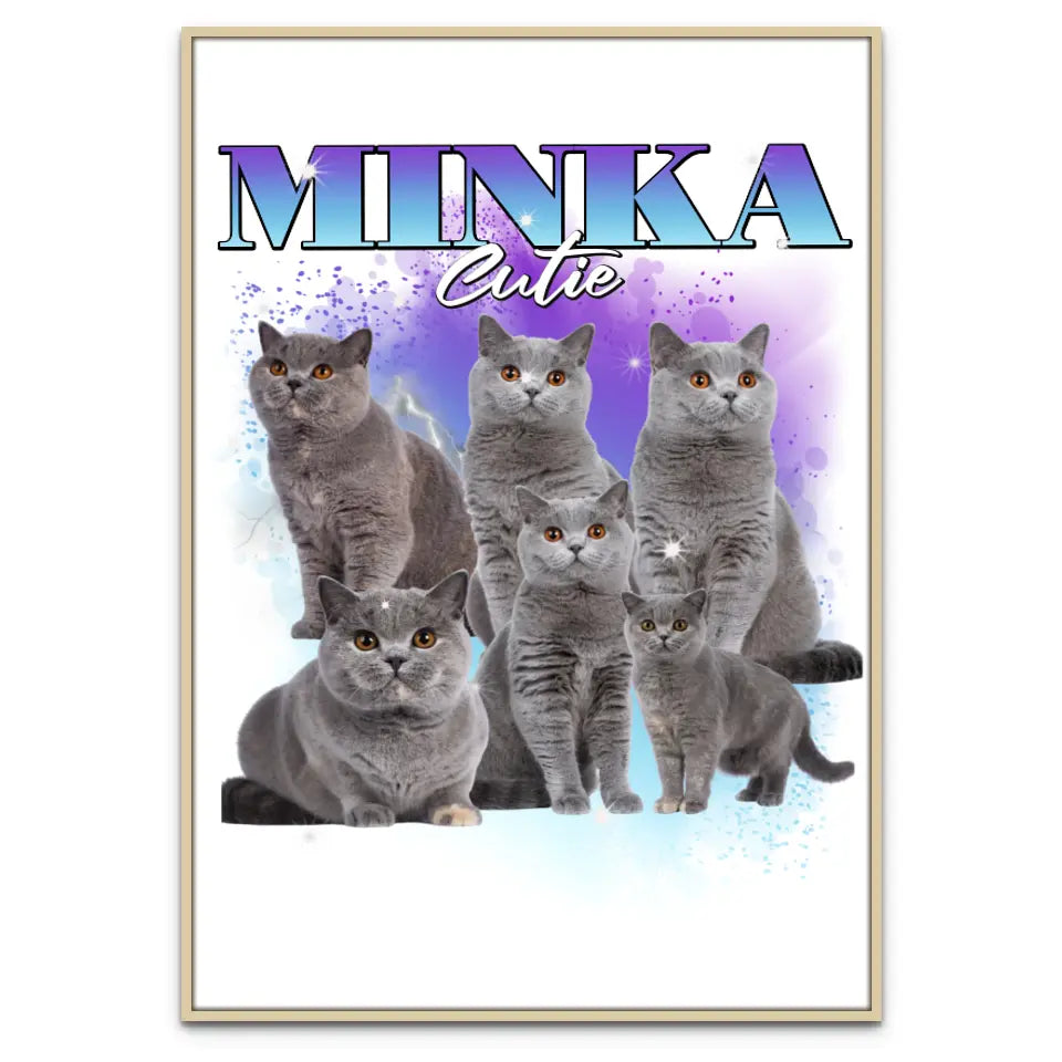 90er Vintage Katzen Foto - Individuelles Poster