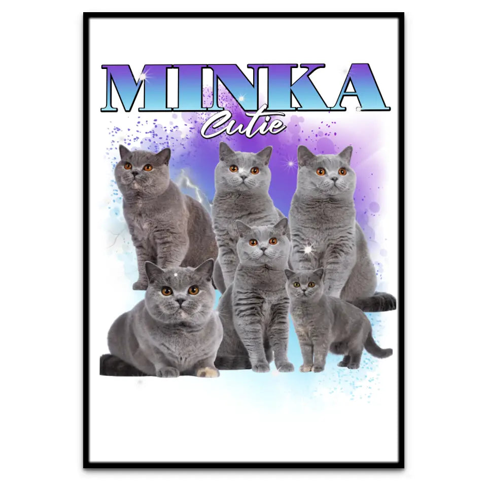 90er Vintage Katzen Foto - Individuelles Poster