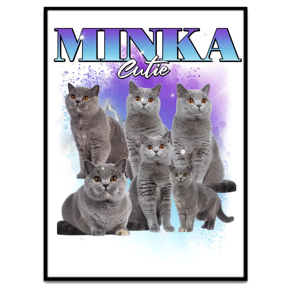90er Vintage Katzen Foto - Individuelles Poster
