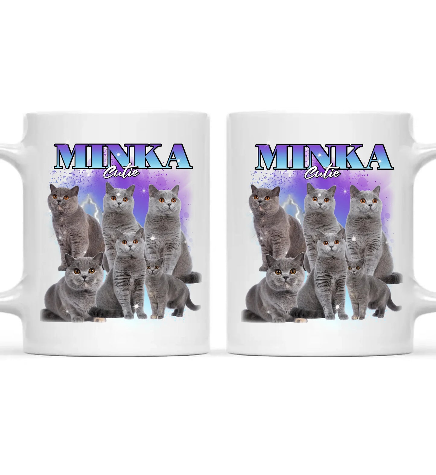 90er Vintage Katzen Foto - Individuelle Tasse