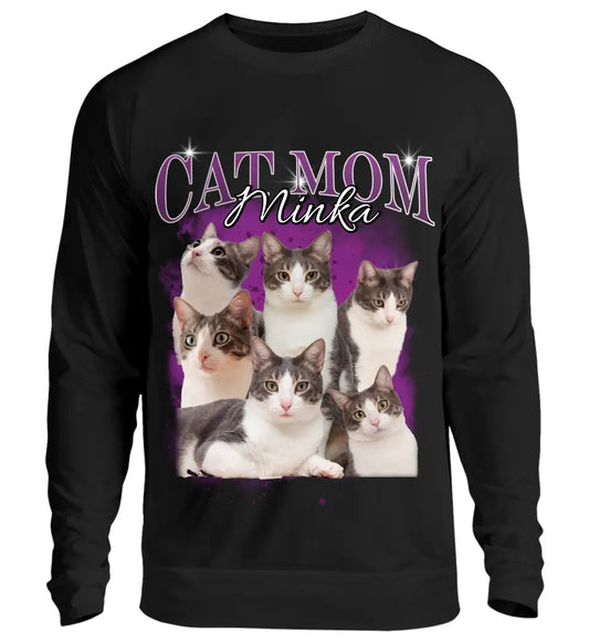 90er Vintage Katzen Foto - Individuelles Sweatshirt
