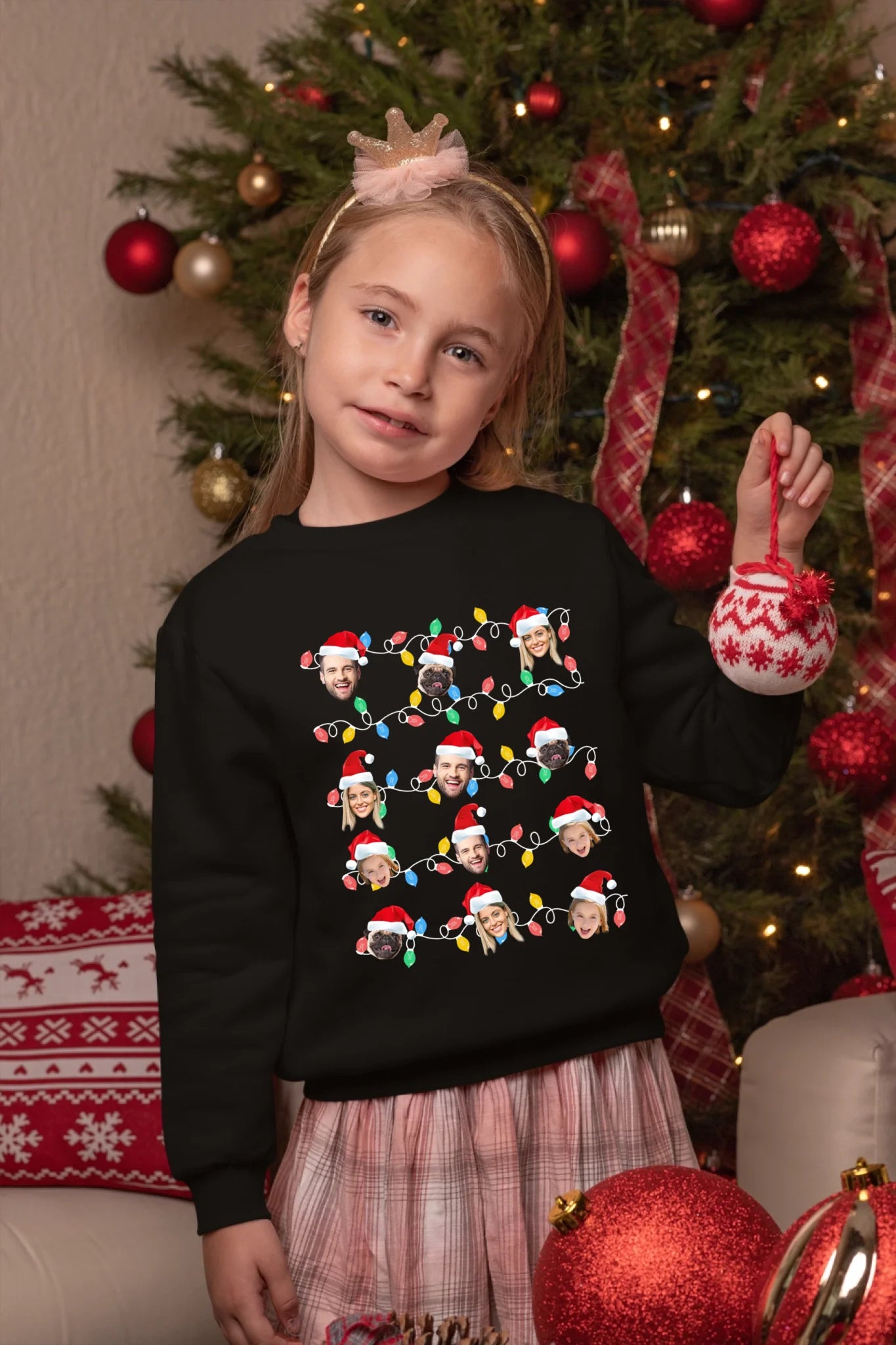 Gesichter Lichterkette - Individuelles Sweatshirt