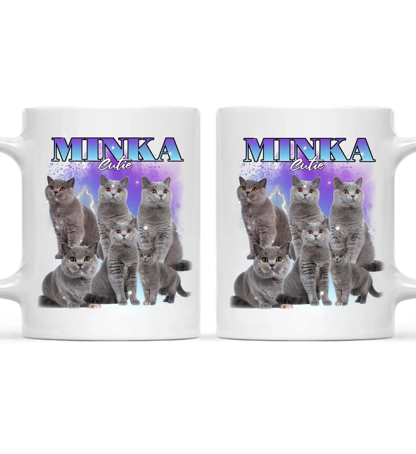 90er Vintage Katzen Foto - Individuelle Tasse